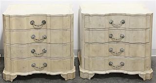 A Pair of Monochrome Chests of Drawers, Height 28 1/2 x width 30 x depth 18 inches.