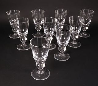 Set of Nine Vintage Signed Steuben Wine Goblets