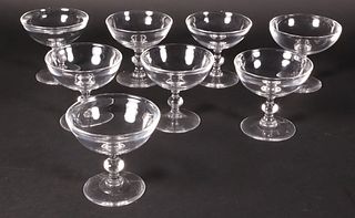 Set of Eight Steuben Glass Knop Stem Coupes