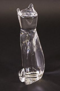 Signed Steuben Clear Crystal Siamese Cat