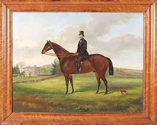 A.M. Cauci Oil on Canvas "Portrait of a Gentleman on Horseback"
