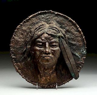 Bronze Metal Indian Head Plaque.