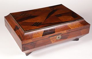 Vintage Japanese Multi-Wood Inlaid and Black Lacquered Box