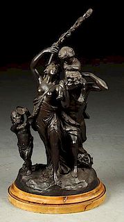 Man, Woman & Children Bronze Statue.