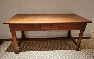 French Provincial Fruitwood Farmhouse Table, 19th Century