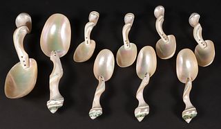 Nine Late 19th Century Shell Spoons