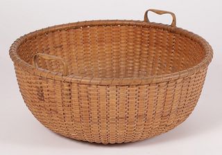 Antique Round Open Nantucket Sewing Basket, 19th Century
