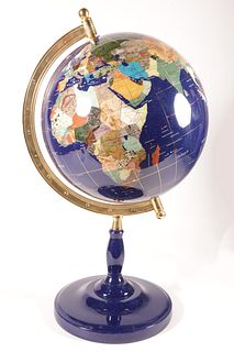 Contemporary Faux Lapis Lazuli Terrestrial Globe