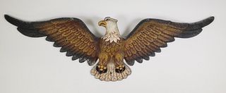 Vintage Cast Metal Figural Painted Bald Eagle Wall Plaque, 20th century