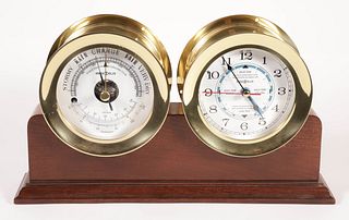 Howard Miller Brass Tide Clock and Barometer Set