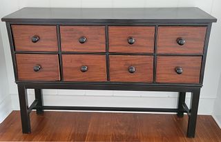 Eight Drawer Mahogany Black Painted Apothecary Chest, 19th Century