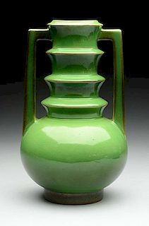 Roseville Futura Green Layered Vase.