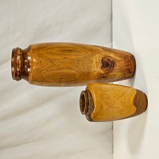 Group of Two Woodturned Vases