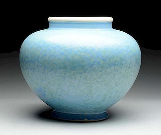 Large Weller Satin Blue Vase.