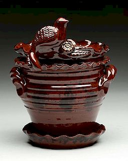 Foltz Redware Pottery Flower Pot.