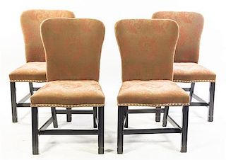 A Set of Four Chippendale Style Mahogany Side Chairs, Height 36 inches.