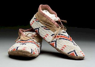 Pair of Beaded Native American Shoes.