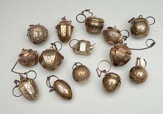 Lot Of 14: Vintage Tea Caddy Infusers.