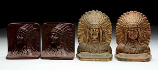 Lot of 2: Indian Chief Bookends.