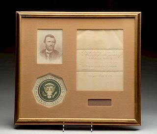 Ulysses Grant Framed Papers.