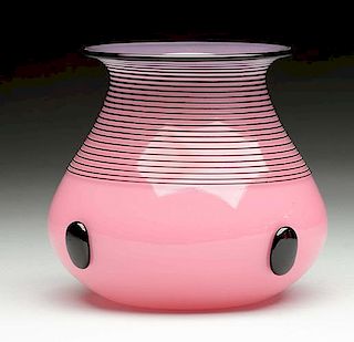 Loetz Pink and Black Tango Vase