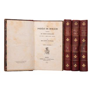 Búrgos, Javier de. Las Poesías de Horacio Traducidas en Versos Castellanos., con Notas y Observaciones Críticas. París: 1841. Piezas: 4
