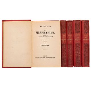 Víctor Hugo. Los Miserables. París: Garnier Hermanos, Editores, sin año. Tomos I - V. Colección "Biblioteca de los Novelistas". Piezas:
