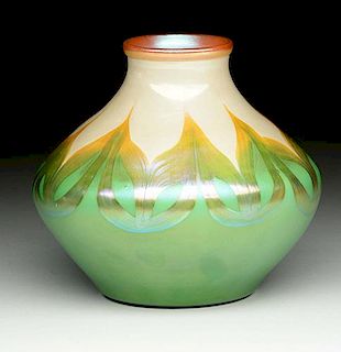 Tiffany Pulled Feather Vase.
