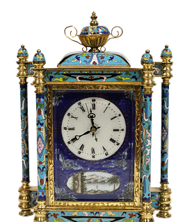 Asian Cloisonne & Brass Clock 