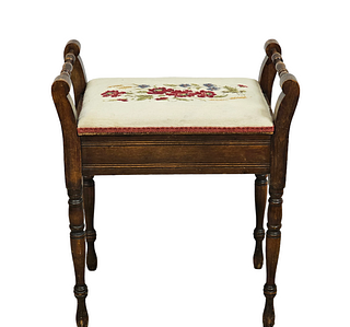 Needlepoint Sewing Stool with Compartment
