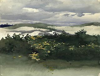 Original Wengenroth Watercolor - Sand and Shrub, c.1971.
