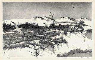 Original Wengenroth Lithograph - Wind-Swept, 1978.