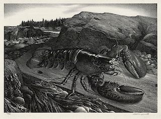 Original Wengenroth Lithograph - Lobster, 1944.