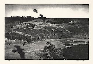 Original Wengenroth Lithograph - Wild Coast, 1973.