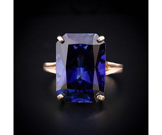 14K GOLD BLUE STONE COCKTAIL RING