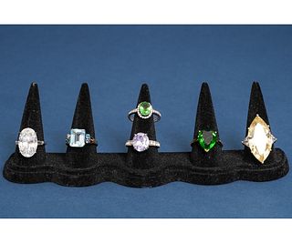 SIX COSTUME COCKTAIL RINGS