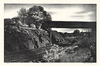 Original Wengenroth Lithograph - Railroad Cut, 1947.