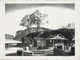 Original Wengenroth Lithograph - Hudson River (Nyack), 1939.