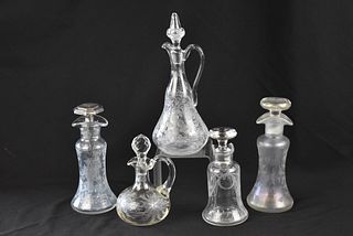 HAWKES ETCHED GLASS CRUET & MORE