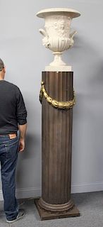 Decorative Patinated Column Form Pedestal