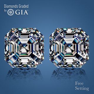 4.04 carat diamond pair, Square Emerald cut Diamonds GIA Graded 1) 2.02 ct, Color G, VS1 2) 2.02 ct, Color G, VS2. Appraised Value: $136,300 