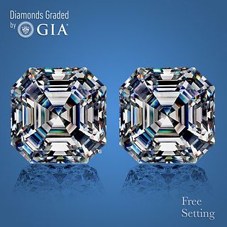 4.00 carat diamond pair, Square Emerald cut Diamonds GIA Graded 1) 2.00 ct, Color G, VVS2 2) 2.00 ct, Color G, VS1. Appraised Value: $143,900 