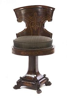 A Louis Philippe Mahogany Piano Stool, Height 30 3/4 inches.