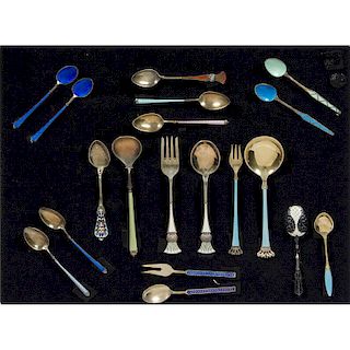 Enameled Sterling Spoons and Forks
