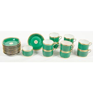 Richard Ginori Porcelain Cups and Saucers, Visconte Green Patter
