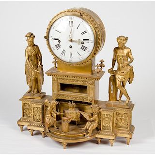 French Gilt Figural Mantle Clock
