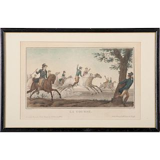 La Course Lithograph by Louis Darcis After Charles Vernet