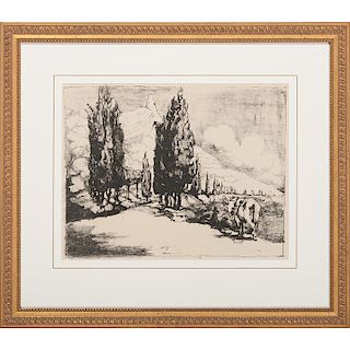Lithograph of a Landscape in Gilt Frame