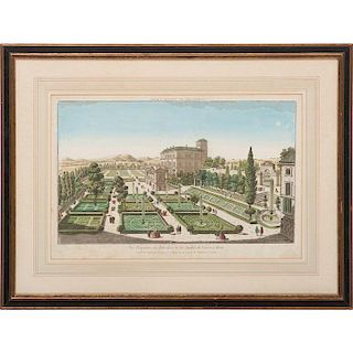 Hand-colored Engraving of the Vatican Gardens