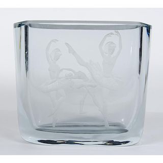 Stromberg Etched Glass Vase